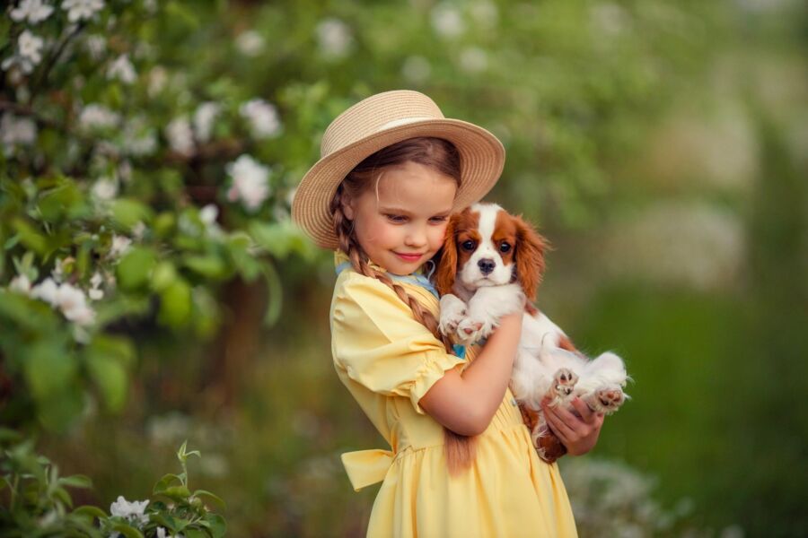 image of a little girl and her puppy. this puppy found a home and the text reads found a home.